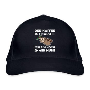 Der Kaffee ist kaputt ich bin noch müde Faultier - Bio-Baseballkappe - Navy - Vorne