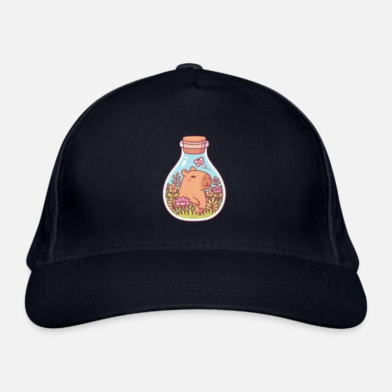Capybara mignon et papillon dans une bouteille Casquette classique bio