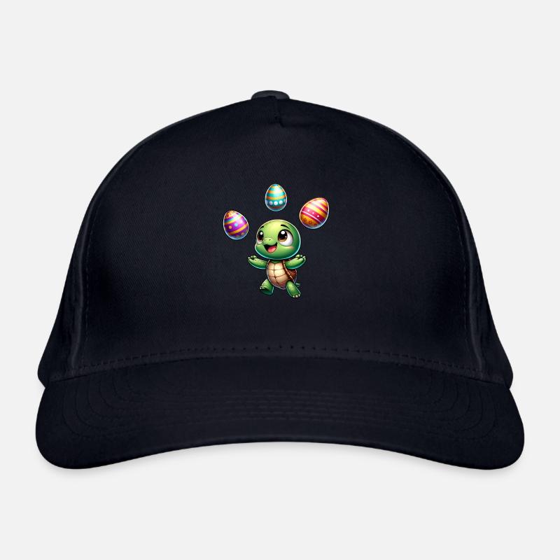 Turtle juggling easter eggs, artistic darst - Organic Baseball Cap - navy