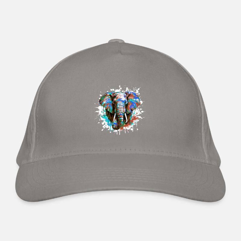 Elephant Head Portrait Colorful Organic Baseball Cap