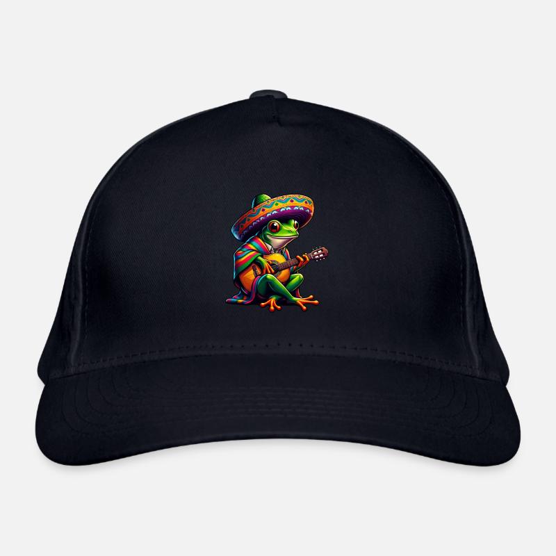 Cinco de Mayo Frog Mariachi Guitar Organic Baseball Cap