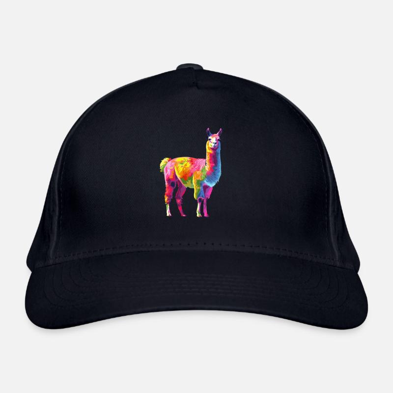 Lama Alpaka Regenbogen Kunstwerk Bio-Baseballkappe