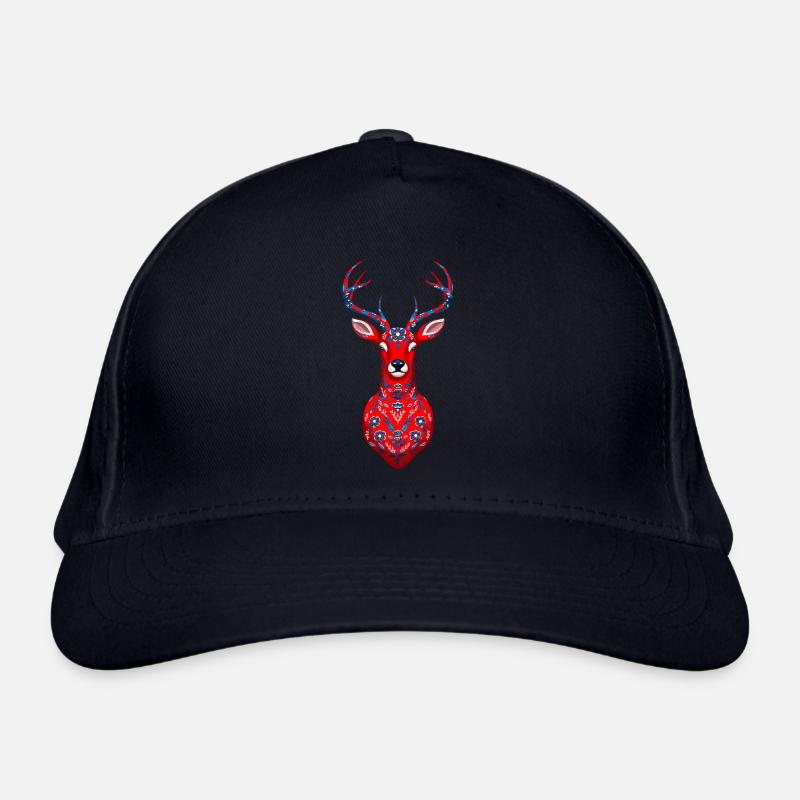 Majestic red-blue deer with floral pattern Organic Baseball Cap