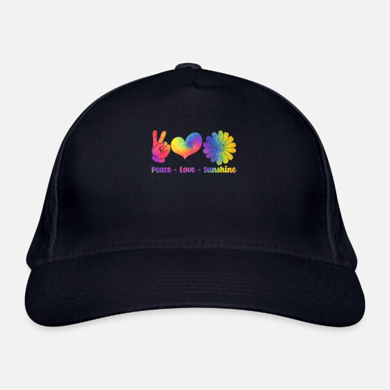 Hippie Retro Regenbogen Frieden Liebe Sonnenschein Bio-Baseballkappe