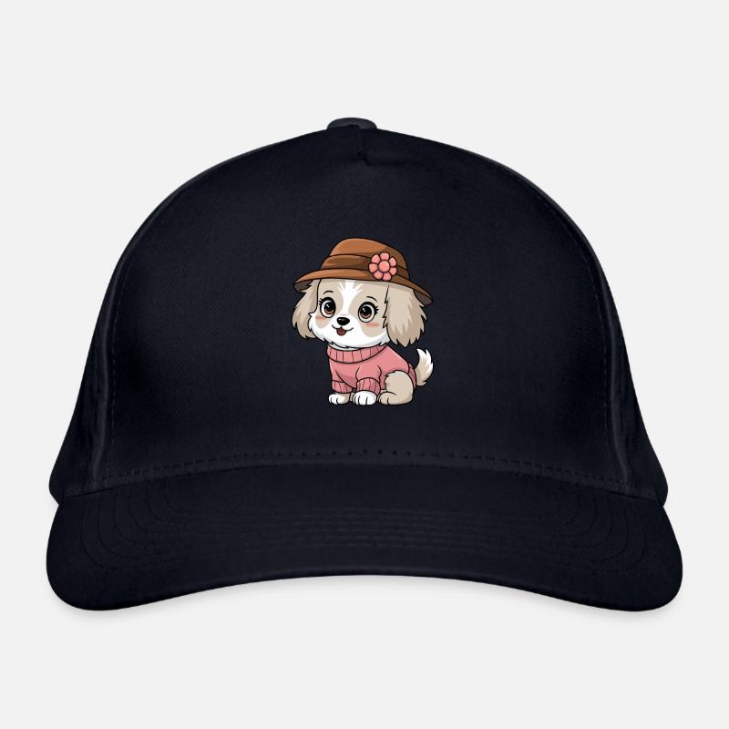Niedlicher Hund im Hut und Pullover Bio-Baseballkappe