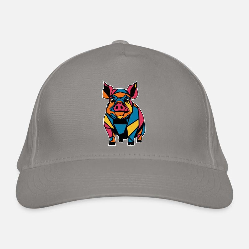 Cochon graphique graphique d’animal de ferme géométrique coloré Casquette classique bio