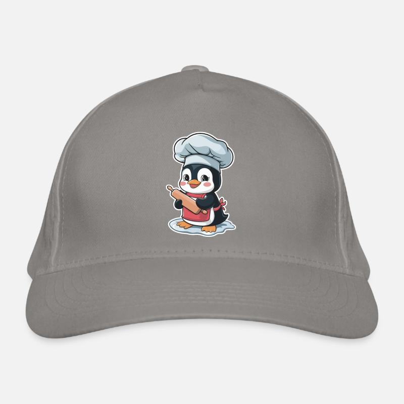 Cute penguin baker with rolling pin Organic Baseball Cap