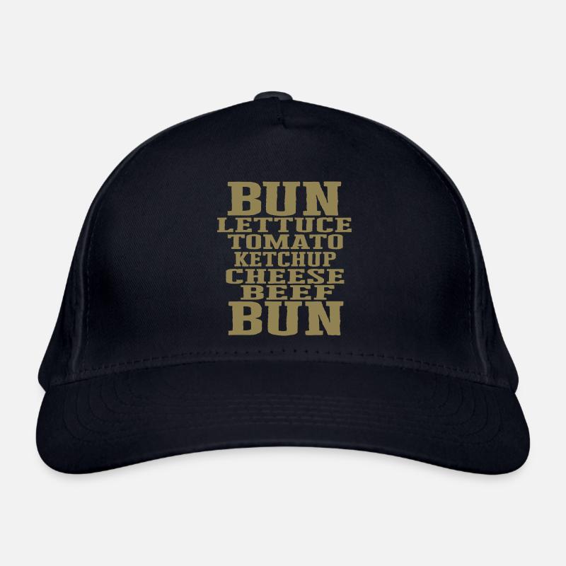 Burger Ingredients Typography Cheeseburger Construction Organic Baseball Cap