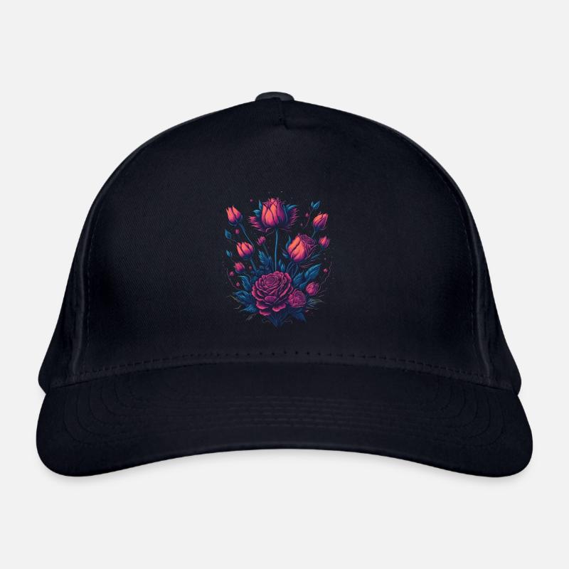 Rosen Strauch neon Tattoo Stil Bio-Baseballkappe