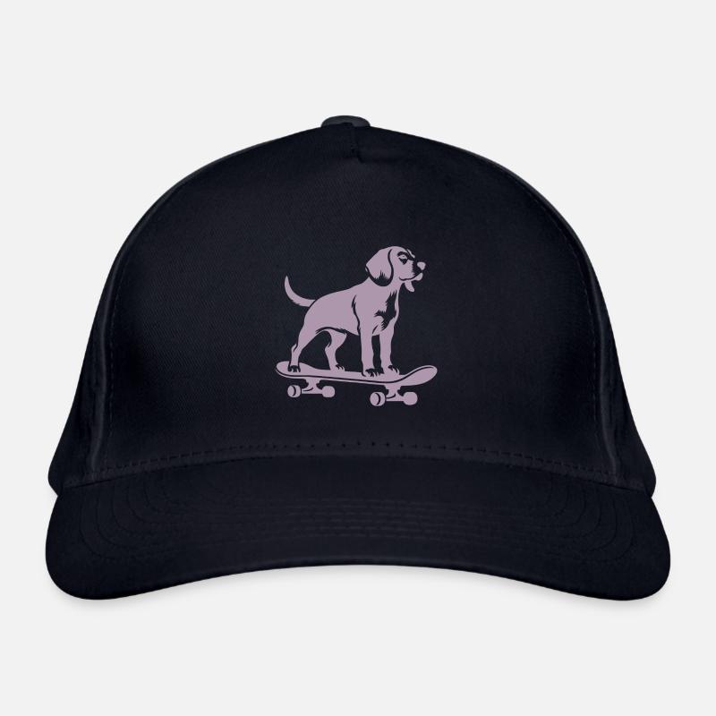 Chien Beagle Skateboard Skateboarder Silhouette Casquette classique bio