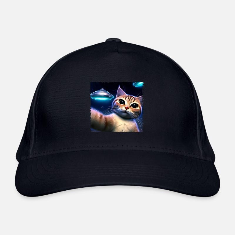 Cat selfie with UFO Organic Baseball Cap