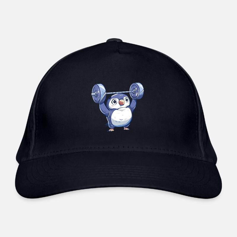 Penguin Dumbbell Workout Cartoon Organic Baseball Cap