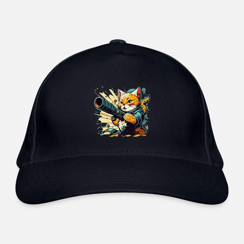 Katze und Bazooka - Bio-Baseballkappe - Navy
