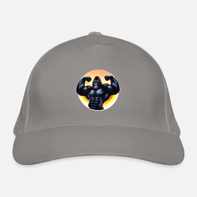 Muscular sunset gorilla Organic Baseball Cap