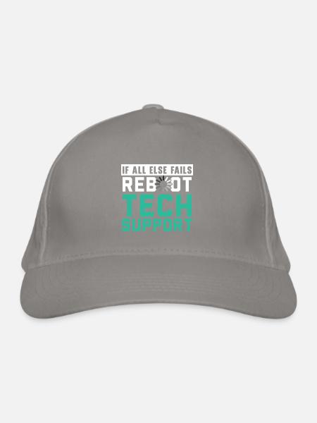 If All Else Fails Reboot Tech Support - Organic Baseball Cap - light grey - Front
