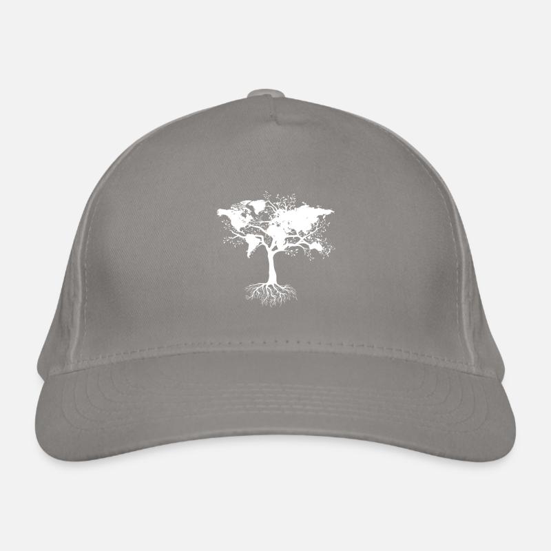 Tree with world map Organic Baseball Cap