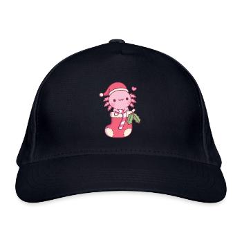 Süßer Axolotl mit Zuckerstange im Weihnachtsstrumpf - Bio-Baseballkappe - Navy - Vorne