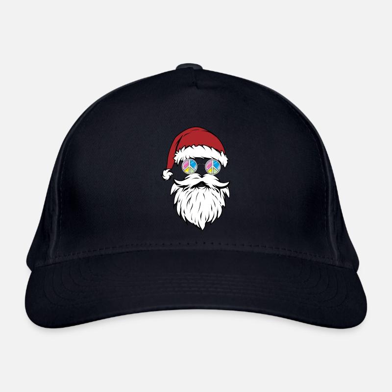 Weihnachtsmann mit runder Brille Liebe und Frieden - Bio-Baseballkappe - Navy