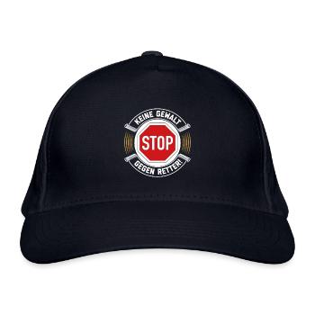 STOP - Keine Gewalt gegen Retter - (Feuerwehr uvm) - Bio-Baseballkappe - Navy - Vorne