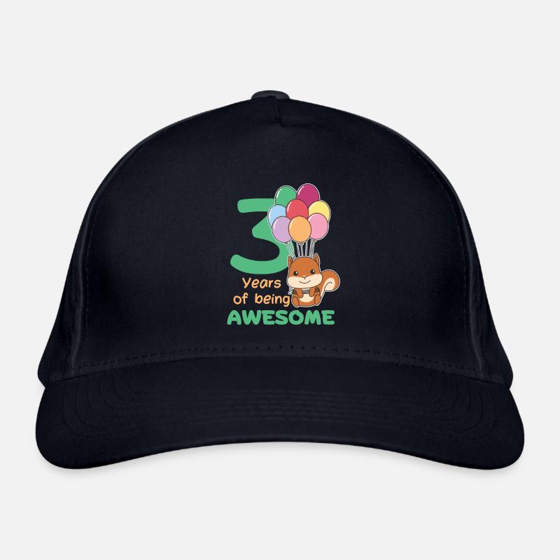 Squirrel for 3rd birthday children three years Organic Baseball Cap