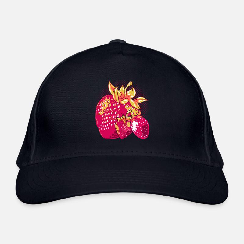 Rote Beeren Sommerfrucht Obst Geschenk Erdbeere Bio-Baseballkappe