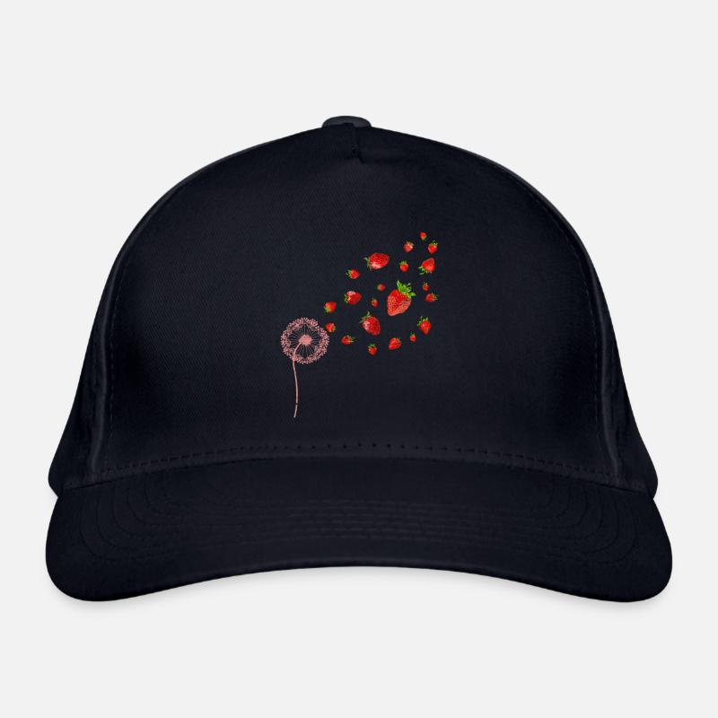 Rote Beeren Obst Geschenk Pusteblume Erdbeere Bio-Baseballkappe