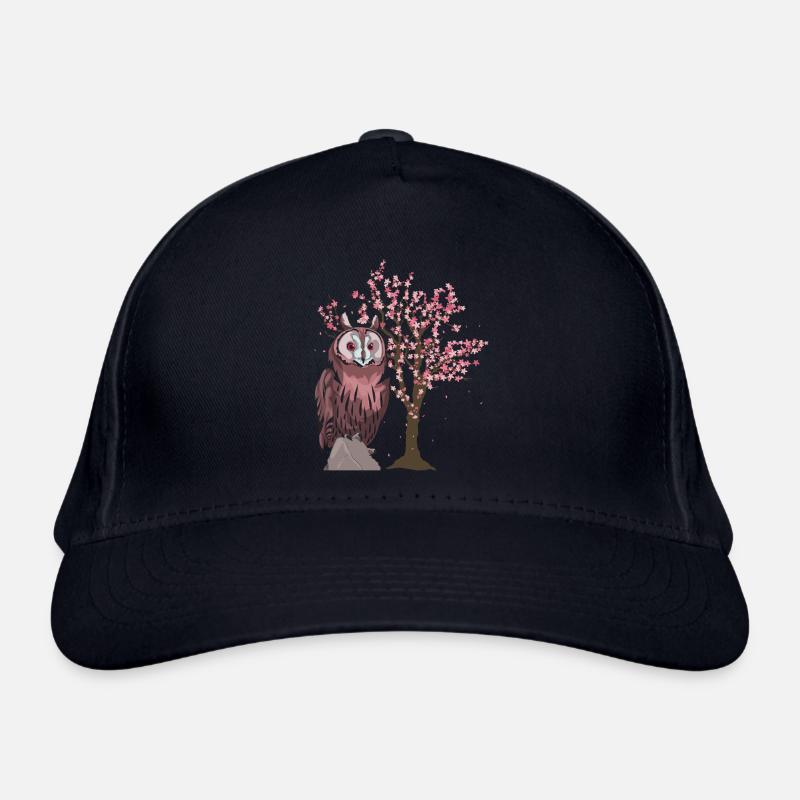 Sakura Tree Sage Bird Gift Cherry Blossom Owl Organic Baseball Cap