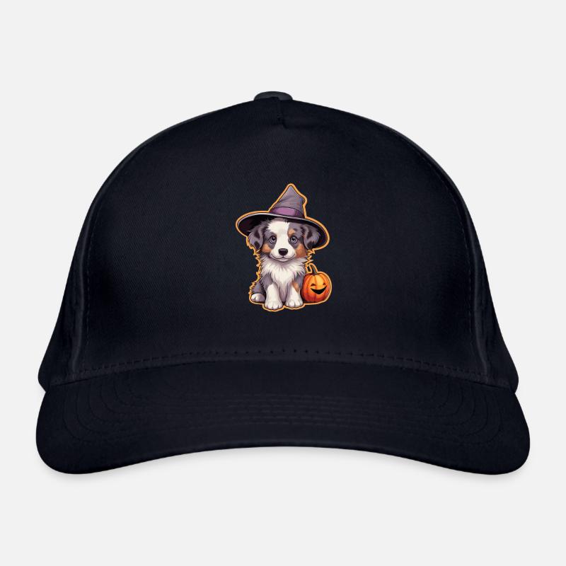Halloween Witch Hat Pumpkin Dog Australian Shepherd Organic Baseball Cap