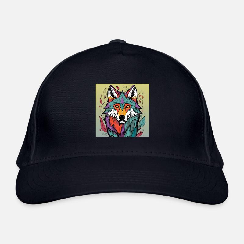 Geometrischer Wolfskopf Farbexplosion Bio-Baseballkappe