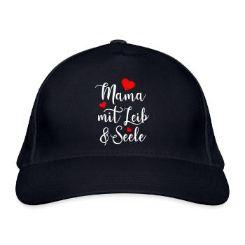 Vollblutmama Beste Mama Geschenk Liebe Mutterliebe - Bio-Baseballkappe - Navy - Vorne
