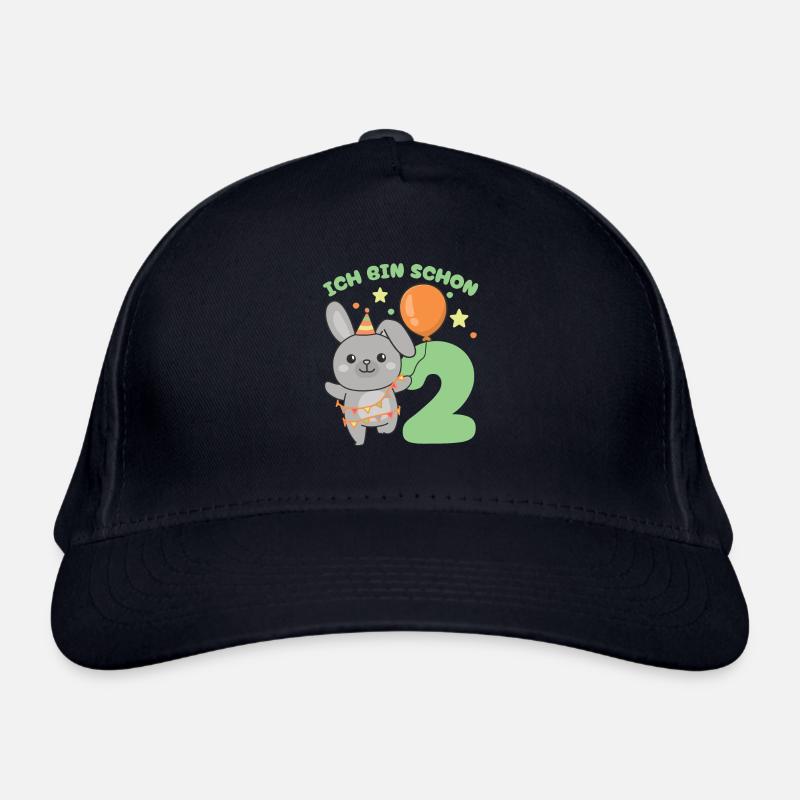 Ich bin schon 2 Hasen Geburtstags Kinder Bio-Baseballkappe