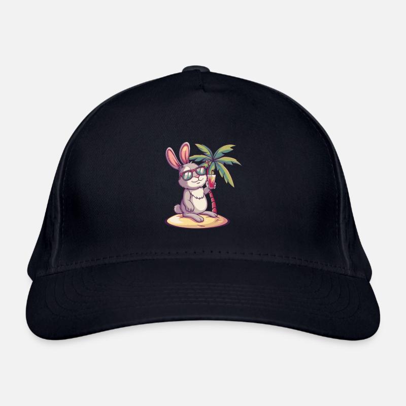 Bunny Summer Beach Comic Organic Baseball Cap
