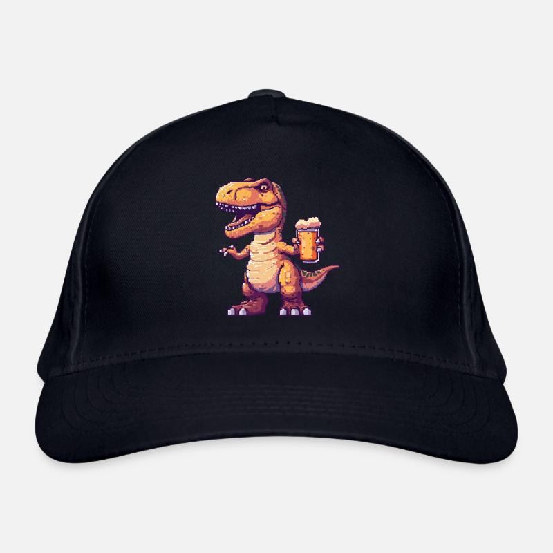 Dinosaur T-Rex Beer Pixel Organic Baseball Cap
