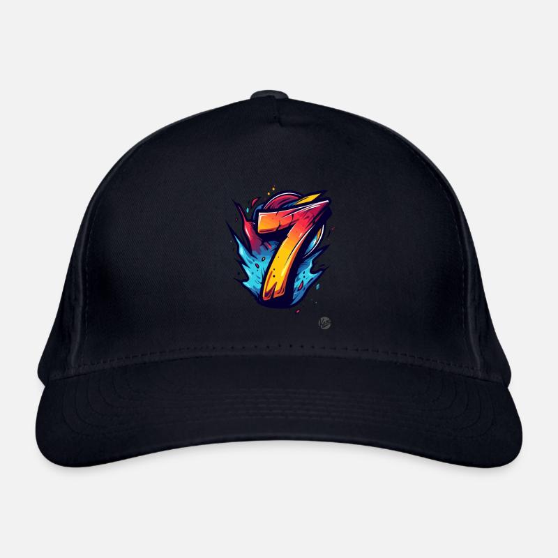 Bright "7" design with explosive colors Organic Baseball Cap