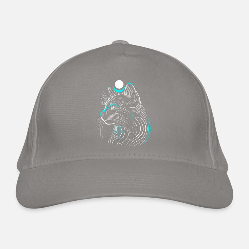 Chat Bastet minimaliste de profil avec lune Casquette classique bio