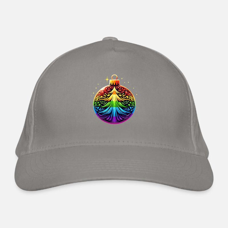 Regenbogen Weihnachtskugel mit Tannenbaum Ornament Bio-Baseballkappe