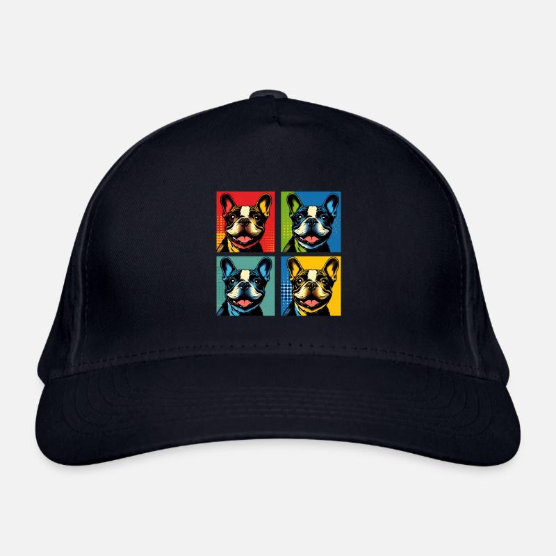 Frenchie Pop Art Bubbles, Pancake, Chonk, Nibbles Organic Baseball Cap