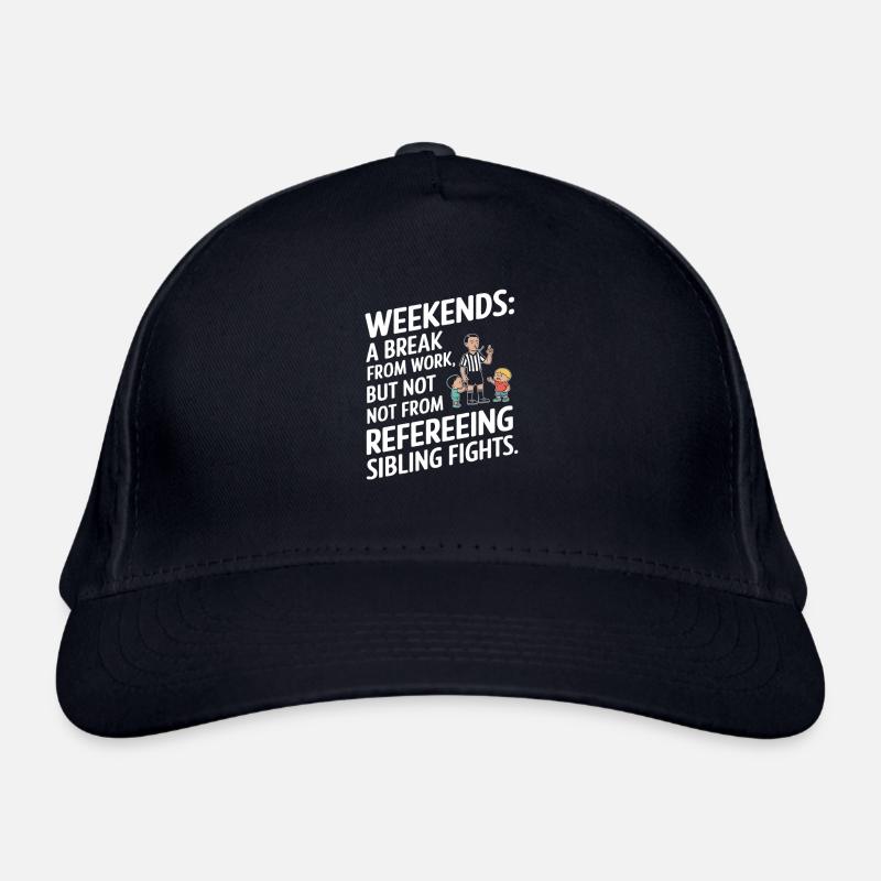 Weekend Sibling Reference Shirt - Organic Baseball Cap - navy