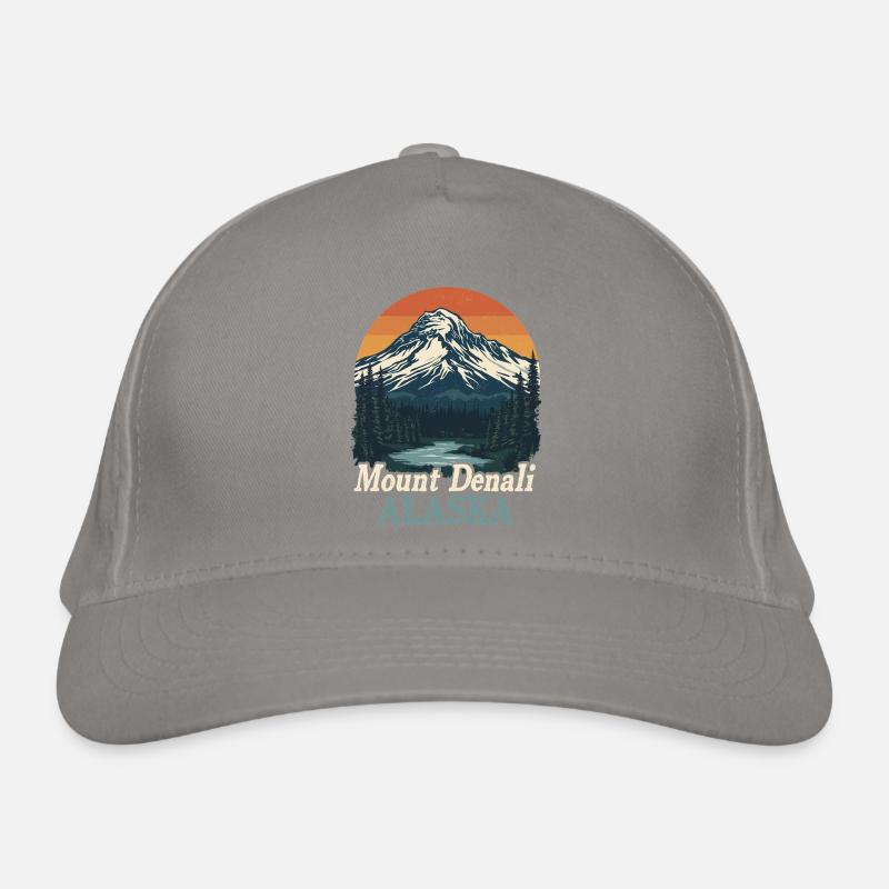 Mount Denali Alaska Retro Landschaft Bio-Baseballkappe