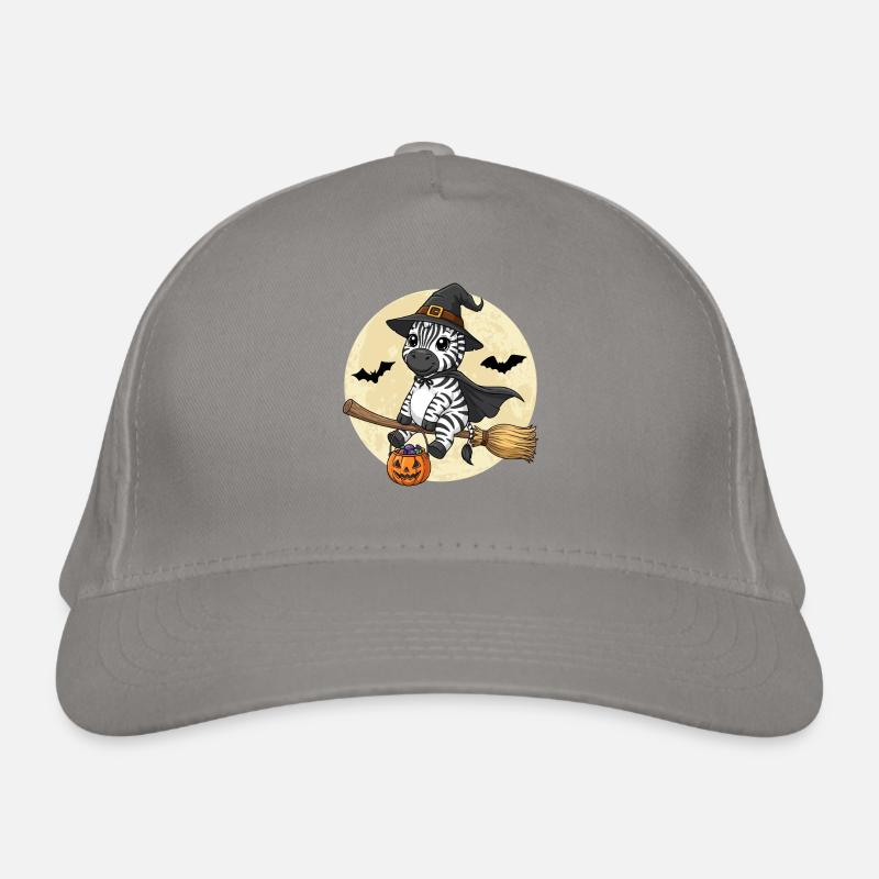 Cute Zebra Witch Halloween Pumpkin Full Moon Organic Baseball Cap