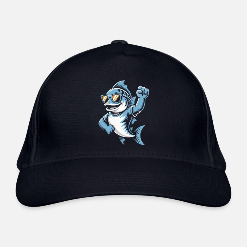 Shark mit Sonnenbrille Jubel Bio-Baseballkappe