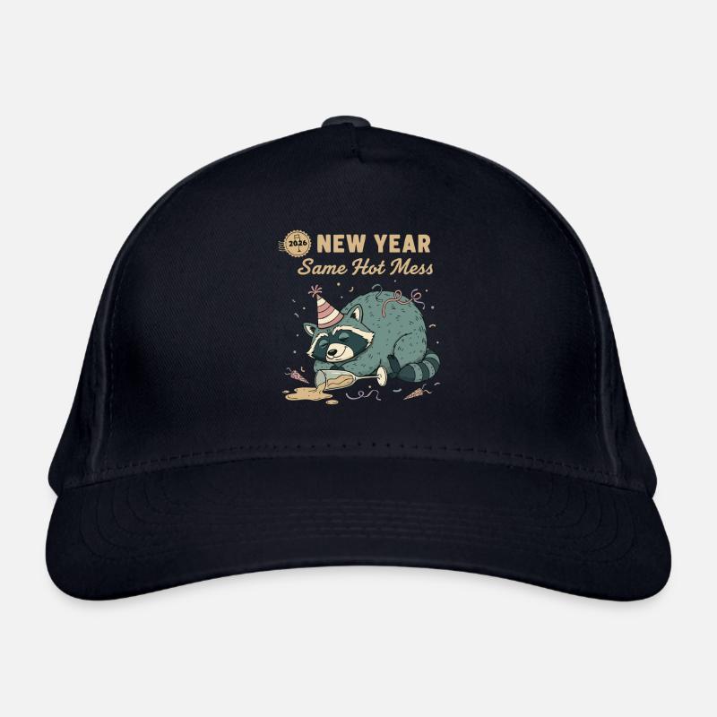 Neujahr 2026 Same Hot Mess Raccoon Fun Bio-Baseballkappe