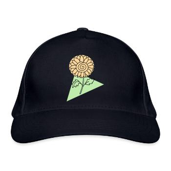 Sonnenblumenblüte in mintgrüner geometrischer Form - Bio-Baseballkappe - Navy - Vorne