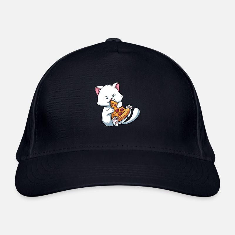 Chaton mange de la pizza Casquette classique bio