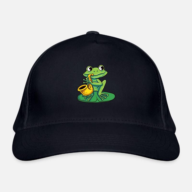 Frosch spielt Saxophon Bio-Baseballkappe