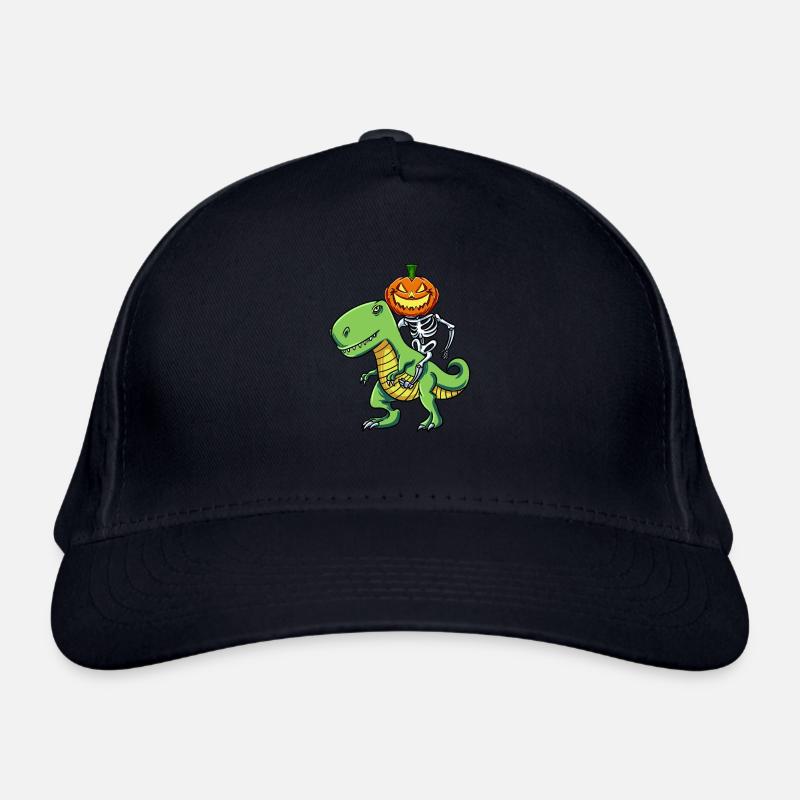 Skeleton Citrouille Riding T Rex Casquette classique bio