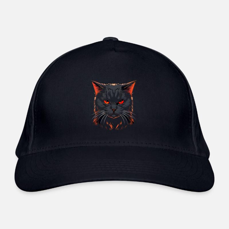 Chat noir aux yeux maléfiques rouges Casquette classique bio
