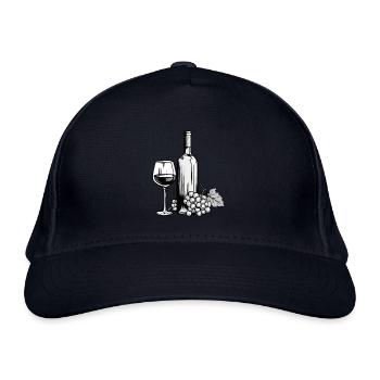 Weinglas Weinflasche - Bio-Baseballkappe - Navy - Vorne