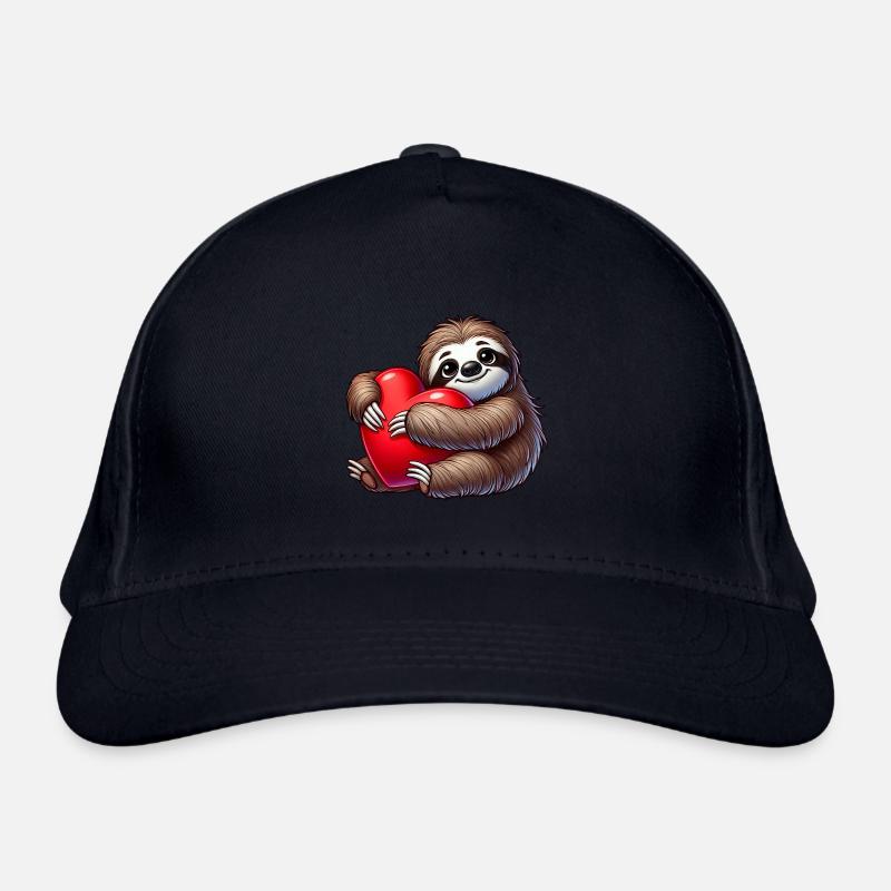 Lazy Sloth with Heart Valentine's Day Love Organic Baseball Cap