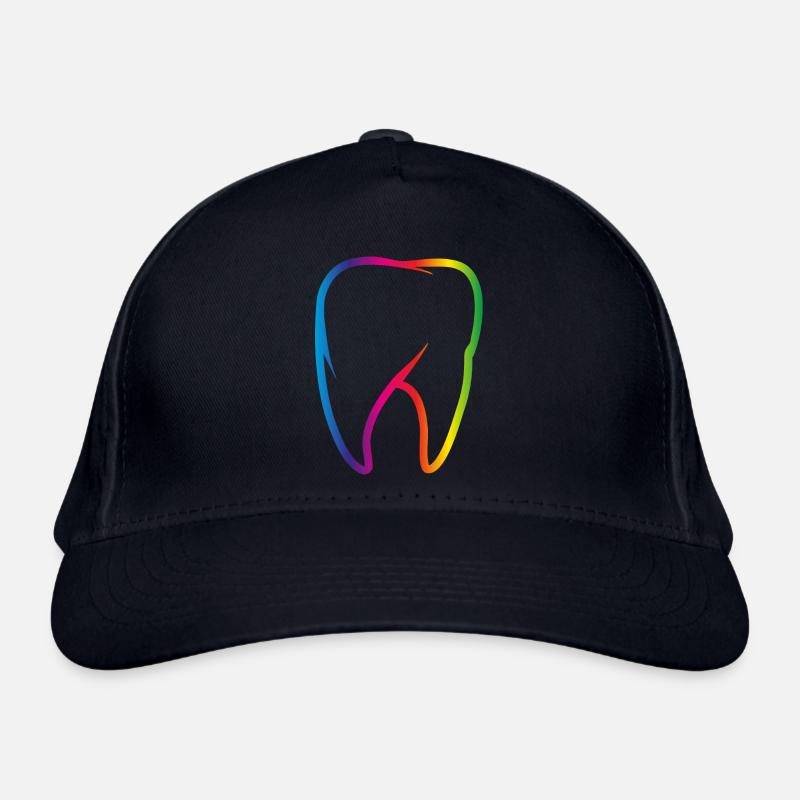 leuchtend bunter Regenbogen Zahn Bio-Baseballkappe